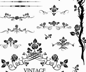 flowers silhouette lace 03 vector