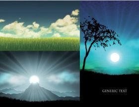 grass trees sunset sky vector graphic