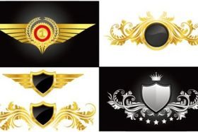 wings shield wheat pattern vector