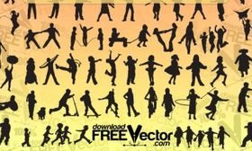 Children Silhouettes vector set