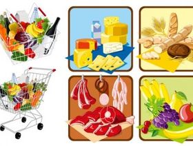 supermarket shopping theme vector material