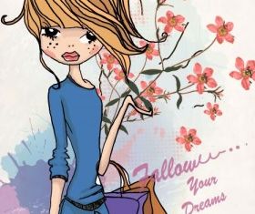 fashion shopping girl 01 vectors