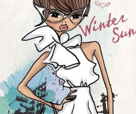 fashion shopping girl 02 vector