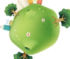 Cute Green Planet Illustration vector