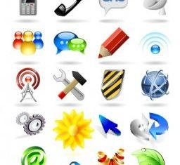 threedimensional icon set vector