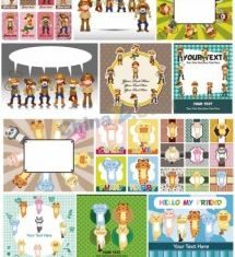 cute cartoon label vector