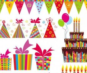 handpainted elements birthday 04 vector