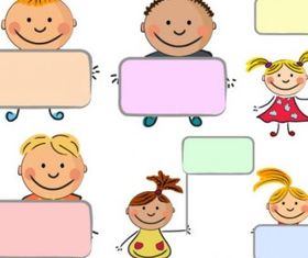 cute kids placards vector material