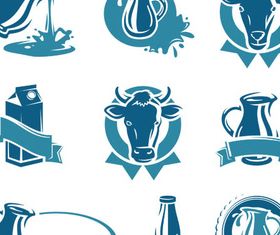 Stylish Milk Labels Vector Set