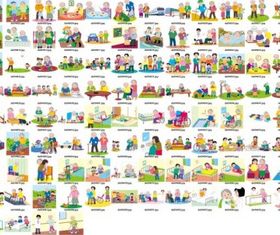 100 elderly people living set vector