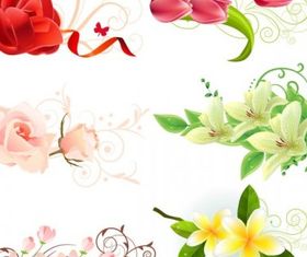 beautiful flowers vectors material