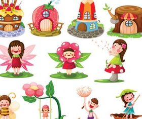 cartoon fairytale image set vector