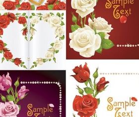 romantic roses greeting cards creative vector
