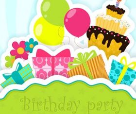 Cartoon train with birthday card vector free download