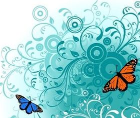 Flowers and Butterfly Free Graphics Illustration vector