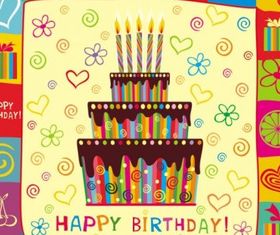 handpainted elements birthday vector