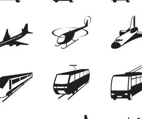 Black Icons with Transport vector design