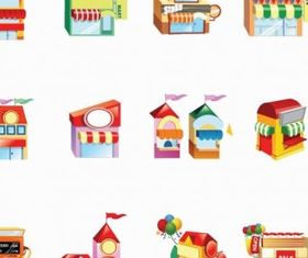 Shop Building Icon Set vector