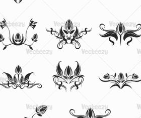 Blakc floral ornaments vector