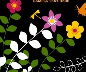 Cartoon floral and butterfly background vector