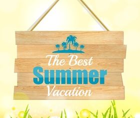 Summer wooden sign vector