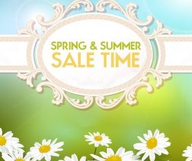 Summer and spring sale background set vector