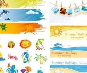 elements cute summer vector material