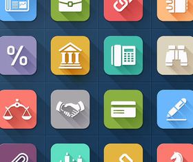 Business Flat Icons Mix shiny vector