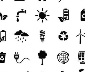 Silhouette Eco Icons 3 vector