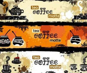 Teand coffee theme banner vector set