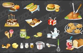 Kitchen utensils food icon vector