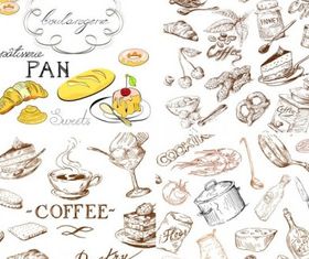 food and kitchen utensils vector