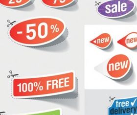 beautiful stickers discount sales vector design