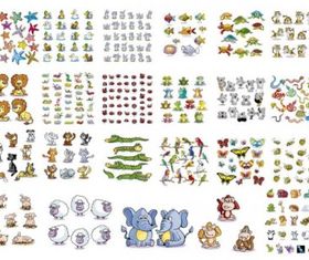 cute little cartoon animals vector