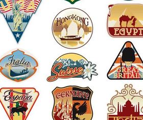 abels with landmarks Illustration vector