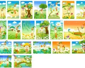 clown and landscape series vectors