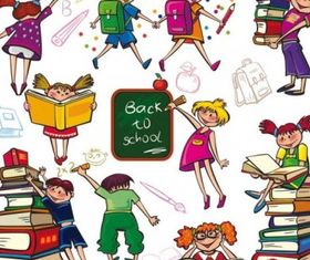 cute colorful cartoon boys and girls vector graphics