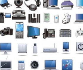 digital technology products icon vector set