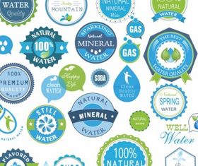 Water badges and stickers set vector graphics