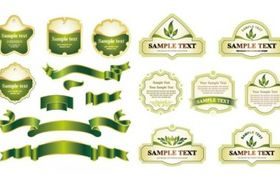 green ribbon label vector