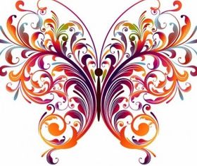 Abstract Floral Butterfly Graphic vector