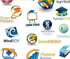 threedimensional logo set vector