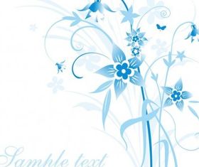 Abstract Blue Floral Illustration art set vector