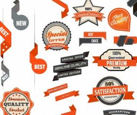 Badge and Ribbon Set design vectors