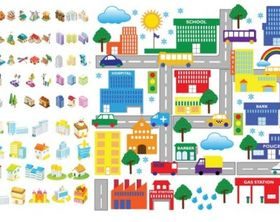 cartoon construction icon vector