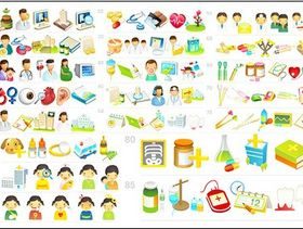 Medical hospital icon material set vector