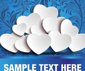 White heart and blue floral background vectors