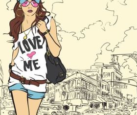 Fashion Girl Illustration design vectors