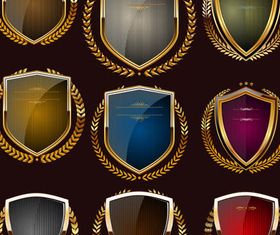 Luxury Golden Shields set vector