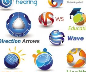 Exquisite threedimensional logo set vector